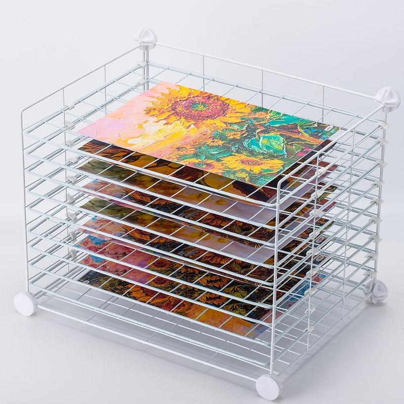 FDSDEFEN Art Drying Rack Removable Shelves ，Wall Art Drying Rack，Art Organizer for Kids, Art Studio and Tabletop Storage, Craft Room and Desktop (10 Shelves) - Image 5